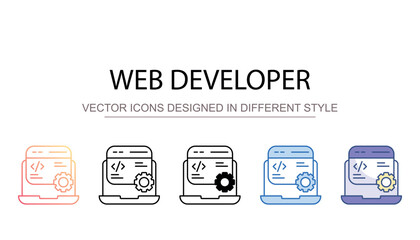 Web Developer icon design with white background stock illustration