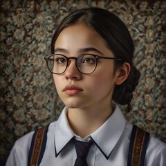 Wall Mural - the appearance of a female student in her school uniform