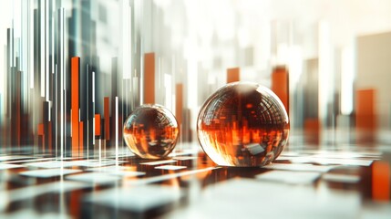 Poster - Dynamic Financial Charts in 3D Style with Soft Light