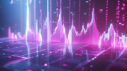 Poster - Futuristic Financial Charts in 3D Style with Bright Colors
