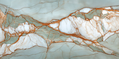 Leinwandbilder - Elegant Calacatta Borghini marble surface with intricate patterns and textures, showcasing blend of white, green, and gold hues. This stunning design adds luxurious touch to any space