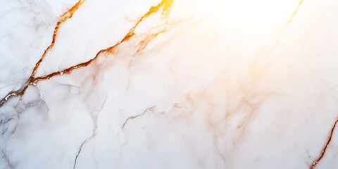 Leinwandbilder - Elegant Calacatta Borghini marble surface with intricate veining and warm glow. texture showcases blend of white and gold tones, perfect for luxurious designs