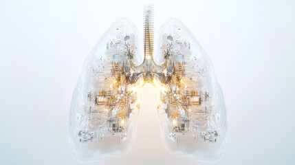 Poster - The concept image of the quantum lung is stunning. in which the organ is integrated with digital circuits and light beams