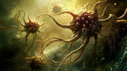 Wall Mural - microscopic cell structure: a detailed digital illustration