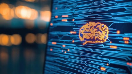 Leinwandbilder - Data Visualization of AI Results on Large Screen