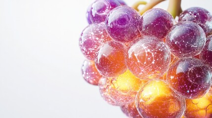 single grape, appearing to defy gravity, with a radiant glow emanating from it.