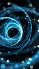 Poster - Abstract blue swirl with particles in motion, futuristic concept