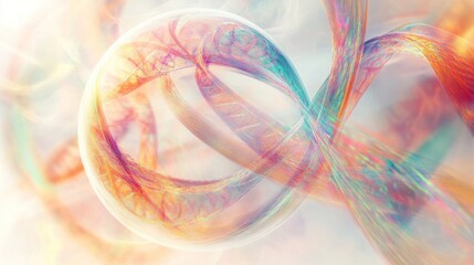Poster - An artistic depiction of a quantum womb, showcasing flowing ribbons of colorful energy intertwined with DNA strands,