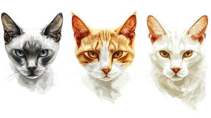 Poster - illustrations of cat faces in a collection of unique styles generative ai