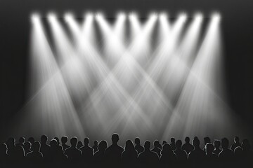 Wall Mural - close up Silhouette of concert crowd with bright stage lights