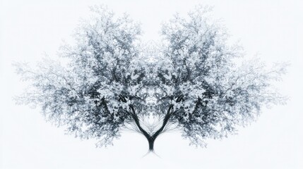Poster - conceptual depiction of a quantum tree, where the trunk is composed of delicate lines and particles,