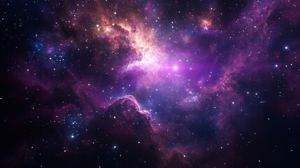 Wall Mural - A vibrant cosmic scene showcasing colorful nebulae and stars in the vastness of space.