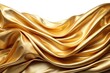 © Latsamee - Shiny gold satin cloth blowing in the wind on a white backdrop