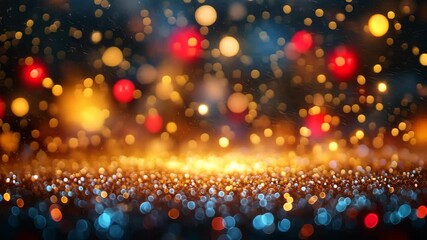 Poster - Bokeh lights background with vibrant colors, festive atmosphere. Celebration concept