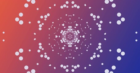 Poster - Kaleidoscope, particles or bokeh in wallpaper with space, creativity or spots on graphic background. Circles, pattern or pulsing in animation with calm aesthetic, fantasy or energy in dynamic texture