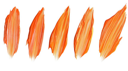 Poster - Vivid Orange Paint Brush Strokes Arranged on a Transparent Background Generative AI