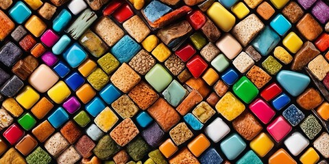 Aufkleber - A colorful mosaic made of many different colored tiles