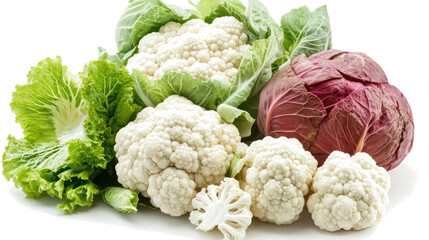 Poster - Organic Vegetables Collection of Cauliflower Cabbage and Lettuce Generative AI