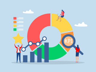 Wall Mural - benchmark performance or kpi key performance indicator growth or kpi measurement result, businessman