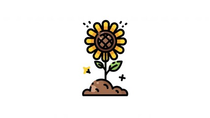 sunflower icon animation for autumn season video design