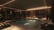 © Intach - Contemporary house gym featuring a spa pool with soft lighting and elegant decor for a tranquil ambiance.