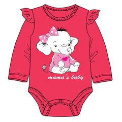 Wall Mural - girls bodysuit little elephant print