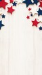 © Anowar - american independent day concept, red, white, and blue stars on white wooden surface with copyspace