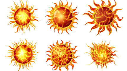 Poster - Realistic Suns Collection on Transparent Background Generative AI