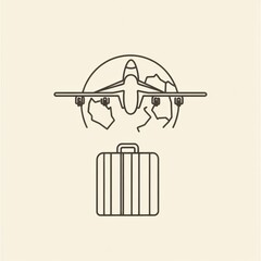 Poster - A globe features an airplane in mid-flight above a suitcase, illustrating the excitement of international travel and exploration. Generative AI