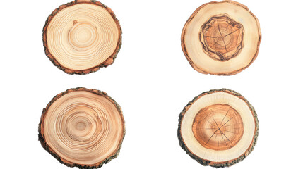 Poster - Variety of Round Wooden Tree Slices on a Transparent Background Generative AI