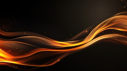 Poster - Flowing Golden Waves on a Dark Background