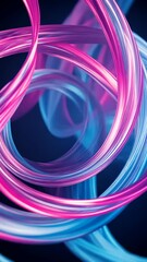 Poster - Neon light abstract with swirling pink and blue lines, futuristic digital art concept