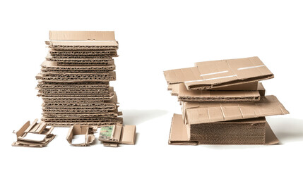 Poster - Stacks of Cardboard Boxes Arranged Neatly on a Transparent Background Generative AI