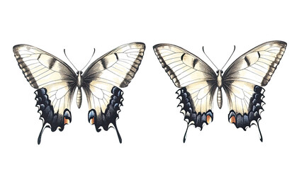 Poster - Vintage Illustrations of Swallowtail Butterflies in Detail Generative AI