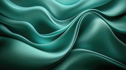 Poster - Elegant Waves of Teal Fabric Drapery