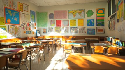 Wall Mural - Classroom Interior with Sunlight