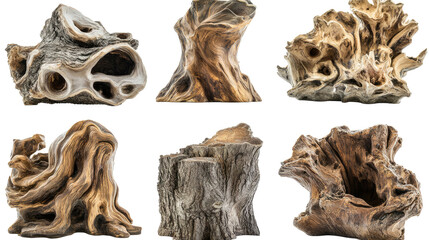 Poster - unique tree trunks with natural textures on clear background generative ai