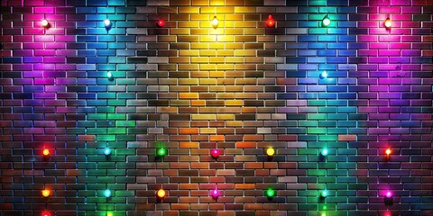 Wall Mural - vibrant spotlights illuminating black brick wall for dynamic backdrop