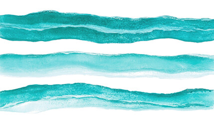 Poster - Turquoise Ocean Waves Collection Art Set on a Transparent Background Generative AI