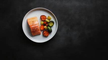 Fresh Salmon Fillet with Colorful Vegetables