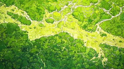 Poster - vibrant green abstract nature pattern design