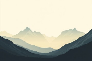 Poster - A tranquil mountain range rises in the background, showcasing sharp contours and a muted palette that evokes adventure and exploration. Generative AI