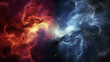 © MIIJIN - cosmic nebulas in vibrant red and blue colors swirling together in celestial display. conveying ethereal beauty and mystery concept