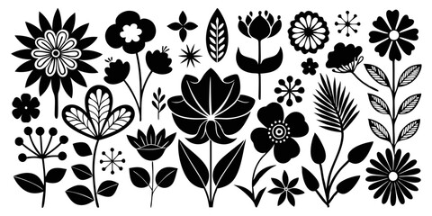  vector flower vector art graphic resources, floral silhouettes