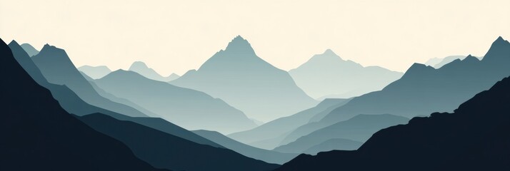 A breathtaking mountain range rises in the background, showcasing sharp silhouettes against a soft, muted sky, perfect for adventurers. Generative AI