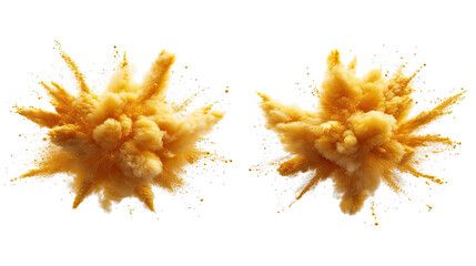 Poster - Dynamic Yellow Color Explosions Isolated on a Transparent Background Generative AI