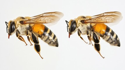 Poster - Bees in Flight Showcasing Their Detailed Anatomy in Natural Light Generative AI