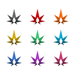 Medical marijuana or cannabis leaf icon isolated on white background. Set icons colorful