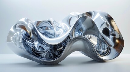 Wall Mural - 3d render of abstract art with surreal 3d organic ball in curve wavy smooth and soft bio forms in ma