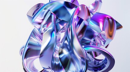 Wall Mural - 3d render of abstract art with surreal 3d organic ball in curve wavy smooth and soft bio forms in ma